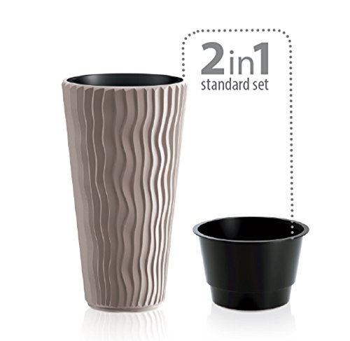 Pflanztopf Blumentopf Pflanzkübel Blumenkübel Massiv Sandy Slim 3D Effekt 3 Größen 4 Farben mit Einsatz von rg-vertrieb… – Bild 7