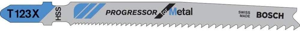 Bosch 5x PRO Metal Thick and Thin T123XF Jigsaw Blade (for Steel sheets Metal pipes and profiles, Length 100 mm