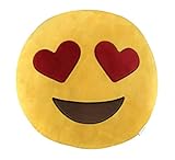 Totem World Emoji Pillow, Cotton-Stuffed Plush Cushion, 12.5-inch (Heart Eyes)