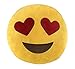 Totem World Emoji Pillow, Cotton-Stuffed Plush Cushion, 12.5-inch (Heart Eyes)