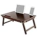 Laptop Lap Desk NNEWVANTE Bed Tray Table Adjustable 100% Bamboo Foldable Laptop Table Breakfast Serving Tray w' Tilting Top Drawer Leg Lock- Chestnut Color