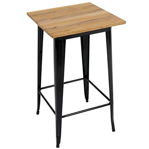 Kosoree Bartisch Stehtisch Metall Schwarz Tischplatte Holz Industry Design Bistrotisch – Bild 4