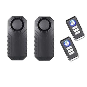 Lancoon fietsalarm, diefstalbeveiliging voor motorvoertuigen, met afstandsbediening, zeer luid: 113 dB (pakket van 2)