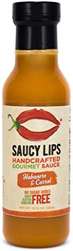 Saucy Lips, Habanero & Carrot, keto/paleo/vegan salad dressing, marinade, cooking sauce, sugar free dressing, low carb sauce, low sodium, soy/dairy/nut/gluten free, 12 oz (1 pack)