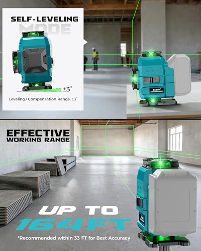 Ecarke Nivel Laser 4D con 16 Líneas Horizontales, 4x360°, Trípode, Compatible con Batería Makita 18V, Nivel Láser Autogestionado para Obras de Construcción, Azulejos y Renovación (Solo Herramienta)