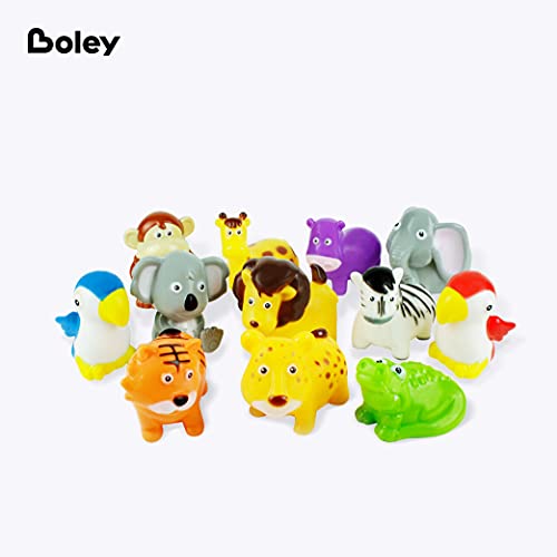 Boley Safari Animals Bath Toy Bucket 12 Pc Sinking Pool & Bath Toys for Toddlers Ages 2 and