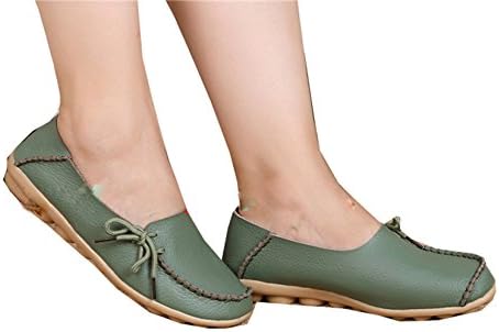 Fidella Women Work Comfort Leather Loafer Flats Pumps green