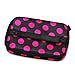 BONAMART Small Cosmetic Makeup Organizer Bag, Double Layer Black Pink Dot Travel Toiletry Bag With Mirror (7.87 x 4.72 x 5.51 inches) - SALE
