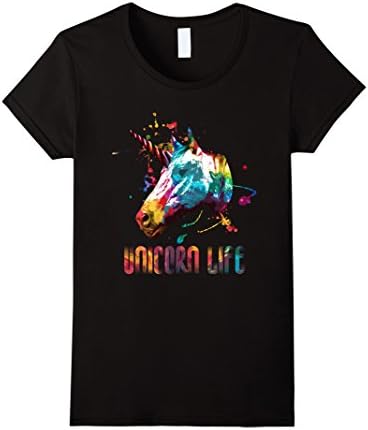 Womens Unicorn Life Rainbow Unicorn Squad Bright Splatter Shirt Medium Black