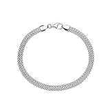 Miabella 925 Sterling Silver Italian 5mm Mesh Link Chain Bracelet for Women, 6.5, 7, 7.5, 8 Inch Made in Italy