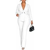 knowfashionstyle Womens Suits 2 Piece Set Business Breasted Blazer Pants Sets Casual Long Sleeve Formal Work Suit with Pocket