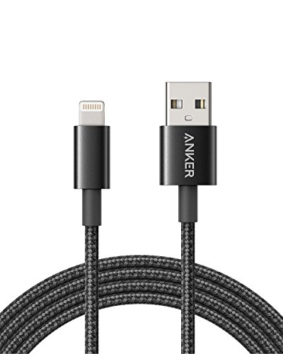 Anker 6ft Premium Double-Braided Nylon Lightning Cable, Apple MFi Certified for iPhone Chargers, iPhone X/8/8 Plus/7/7 Plus/6/6 Plus/5s, iPad Pro Air 2, and More(Black)