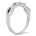 10K Gold Blue Sapphire & White Diamond Bridal Swirl Stackable Anniversary Wedding Band