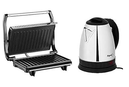 Pigeon Breakfast Combo [2 Slice Electric Griller and Stainless Steel Electric Kettle 1.5 L]