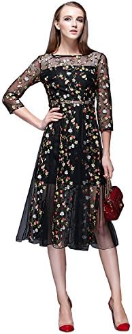Fitaylor Women's Floral Embroidered Sheer Evening Cocktail Dress (6)