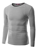Doublju Mens Long Sleeve Basic Cotton Crew Neck T-shirts