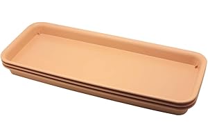 BangQiao 18 Inch Plastic Rectangular Planter Pot Saucer Tray for Indoor and Outdoor Plants, Pack of 3, Terracotta