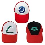 Ash Ketchum Adult Hat 3 Caps a Set Cosplay Accessory