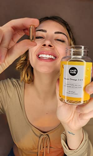 Earth & Elle - Vegan Omega 3 - Algae Omega 3 - Vegan Omega 3 Supplement w/ Algae Oil - Contains Vegan EPA DHA - 2 Month Supply - Boosts Mood & Promotes a Healthy Heart - 60 Algae Oil Softgels