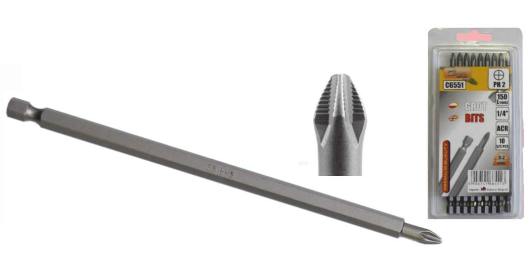 RICHMANN Exclusive PH2 Non Slip Screwdriver bits Set of 10, 150 mm Long (C6551)