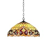 Chloe Lighting CH33353VR18-DH2 Tiffany-Style Victorian 2 Light Ceiling Pendent Fixture 18-Inch Shade, Multi-Colored