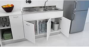 Mueble para fregadero de cocina, de 120 x 50 cm, con doble puerta