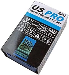 US Pro 25 Piece HSS Drill Bit Set 1mm to 13mm Plastic Case - Image 4
