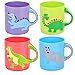 Dinosaur Mugs (Pack Of 12) Assorted Colors And Dino Styles, Kids Coffee Cup, Drink, Novelty Mug For Party Favor & Decoration
