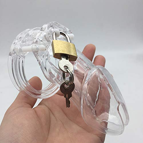 Chastity Device Chastity Lock Chastity cage Cock Cage Male Chastity Device Locked Cage Sex Toy for Men,Men's Plastic Massage Tools cage(5 Ring),Transparent,Long Section