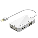 VicTsing 3-in-1 Mini Displayport Thunderbolt to HDMI/DVI/VGA Adapter, 4K Mini Displayport 1.2 Converter, Compatible Male to Female Adapter for Macbook, PC, Projector, Surface Pro- White