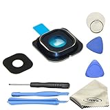 Ewparts Back Rear Camera Glass Lens Cover Ring Repair Replacement + Adhesive for Samsung Galaxy S6 Edge G925 (All Carriers)+Opening Tools (Blue)