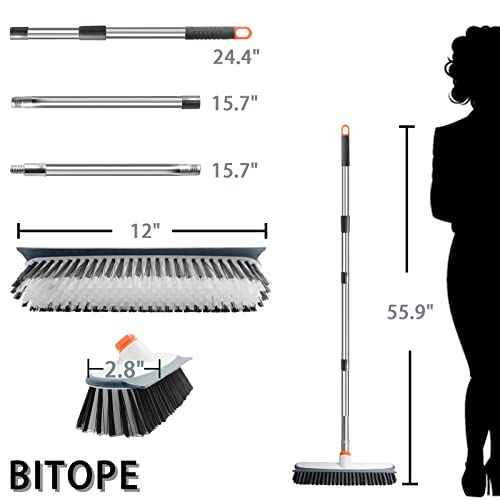 Heavy Duty Floor Scrub Brush with Long Handle,BITOPE 12\