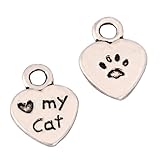 20 I Love My Cat Charms 8mm Antique Silver Tone for Bracelets Necklaces Earrings #mcz1140