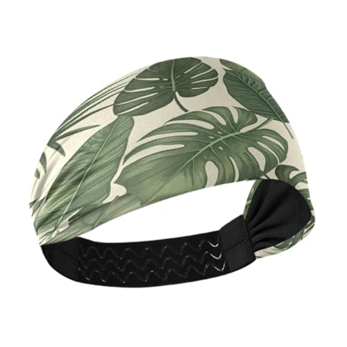 WELLDAY Headbands for Women Tropical Leaves Soft Elastic Non Slip Headbands for Women Running, Wide Women’s Head Band for Thin Hair