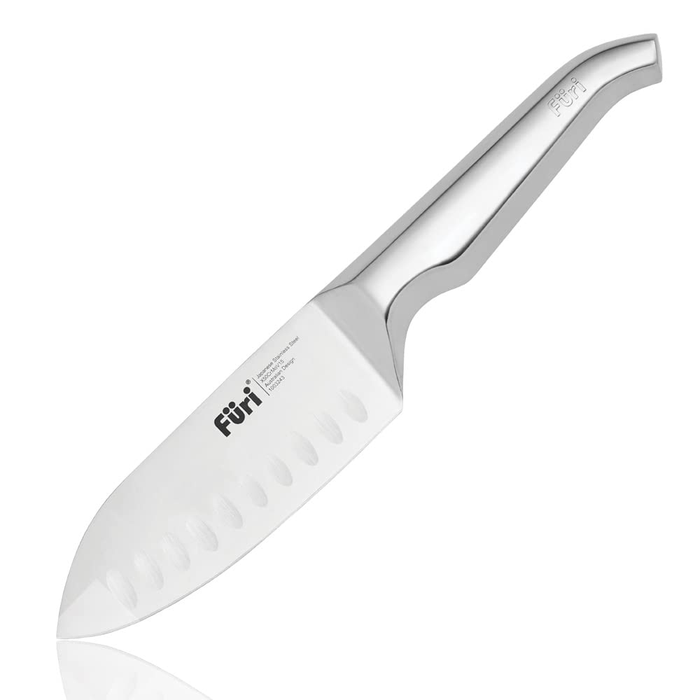 Furi Pro East/West Santoku Knife 13cm 5 1/8",Short & Deep Stainless Steel Blade for Agility,Managing Large Cuts,Reverse-Wedge Handle for Safer Grip