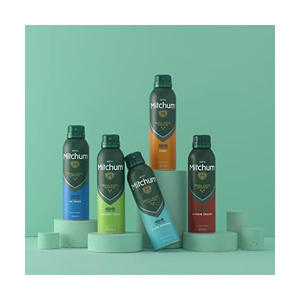 Mitchum Men Triple Odor Defense 48HR Protection Deodorant Spray & Antiperspirant (200ml) Ice Fresh, Dermatologist Tested