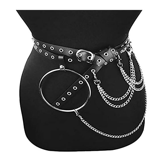 TOPFUR-Womens-Faux-Leather-Harness-Punk-Adjustable-Garter-Belt-Body-Caged-with-Metal-Chain-Tassel015Black15