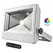 LOFTEK 50W RGB Floodlight, Outdoor Color Changing Flood Light with Dimming and Timer Setting Function, Waterproof IP 66 Spotlight for Lawn and Garden，Silver