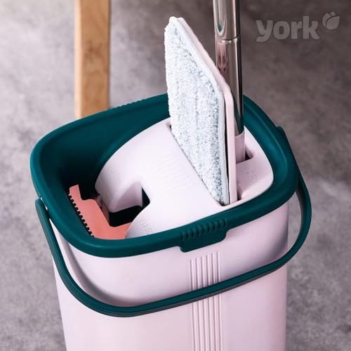 Mop Set - Mobile Phone | Flat Swivel with Two Chamber Turkey Bucket | Mop with Shrink Function | Dry Cleaning | Suitable for All Floors | Wiper Set