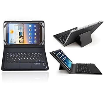 LEDELI Bluetooth Wireless QWERTZ deutsche Tastatur Keyboard mit Schutzhülle Case Cover Tasche Hülle Etui (für Huawei MediaPad