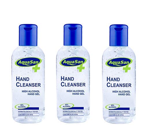 Malibu Aquasan Anti-Bacterial Hand Cleanser Sanitiser 100ml Alcohol Gel 3 Pack
