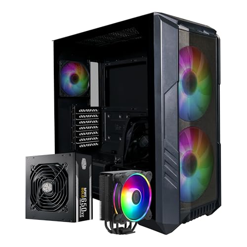 Cooler Master HAF 500 Pro Bundle – PC Case + PSU + CPU Cooler, High Airflow ATX…