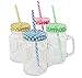 Golden Spoon Glass Drinking Jar with Handle, Stainless Steel Lid, Stainless Steel Colored Lid, Colored Straws, Dishwasher Safe, BPA Free, Set of 4 (16 oz/Pint)