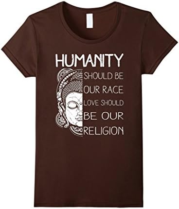 Womens Buddha Humanity  - Yoga Buddhism T-shirt Large Brown
