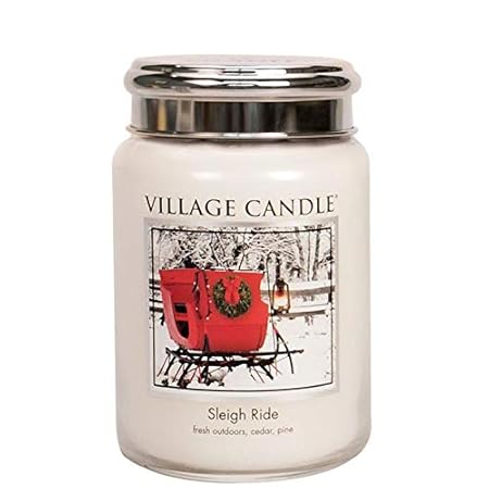 Village Candle Schlittenfahrt Duftkerze im Glas, 737 g, Weiß 9.7 x 9.8 x 11.6 cm