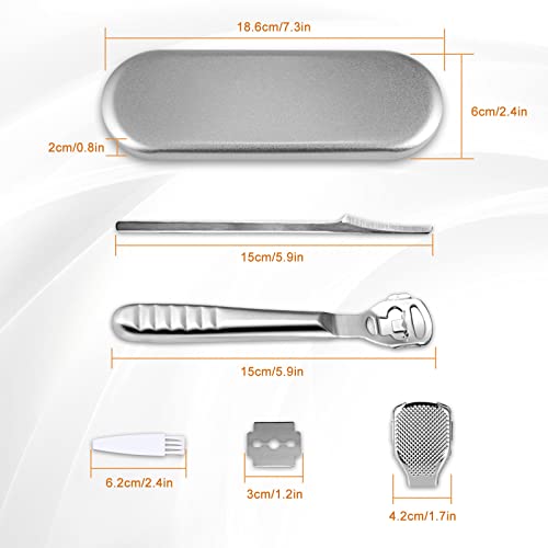 Foot File Pedicure - Foot File Care Tool Stainless Steel Razor Hard Callus Grater Corn Cutter Hard Dead Skin - Professional Pedicure Tool Kit with 10 Blades, Silver
