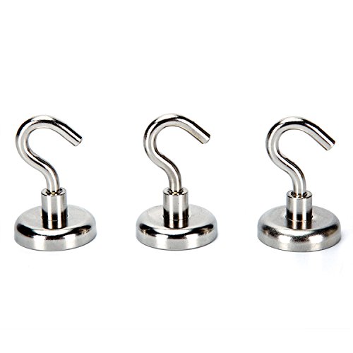 Hillo-40 Pound Strong Neodymium Magnet Hooks, Heavy Duty Magnetic Hook (3- pack)(40 Pound)