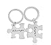 Meiligo Retro 2 Pcs Couples I Love You Always Forever Letter Puzzle Dog Tag Necklace Key Chain Square Matching Engraved Heart Letter Necklace Set