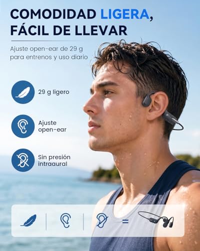 HIFI WALKER Auriculares Conducción Ósea Natación, IPX8 Impermeables para Nadar, MP3 32GB, Bluetooth 6.0, Open Ear Acuáticos para Piscina, Correr, Ciclismo y Gimnasio