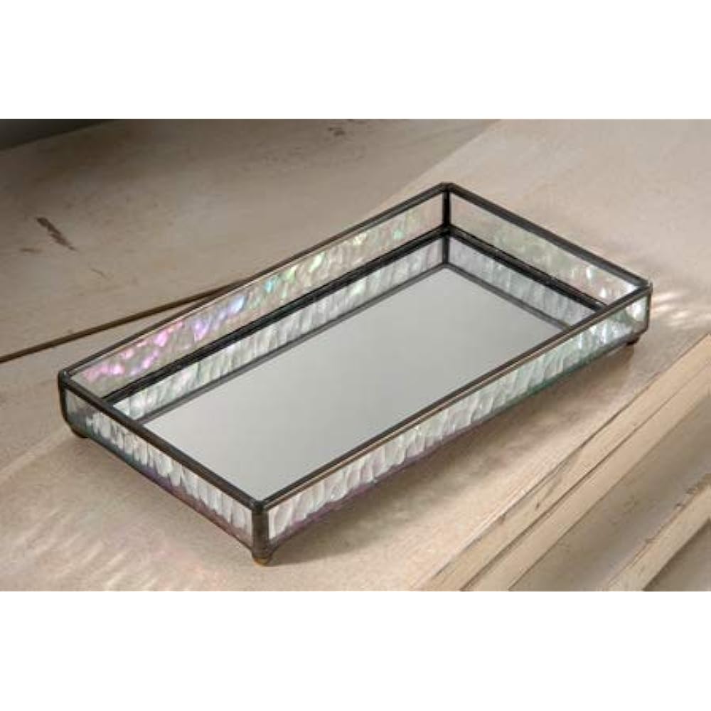 Decorative Trays Glass Mirrored Bottom Bathroom Vanity Makeup Organizer